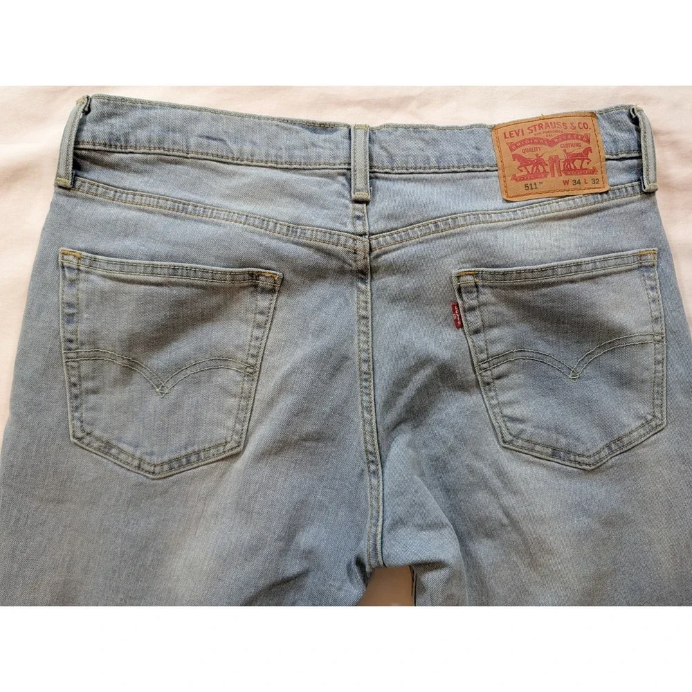 Levi's 511‎ Slim Fit Jeans Men's 34x32 Light Wash Blue Denim Stretch CW-4416